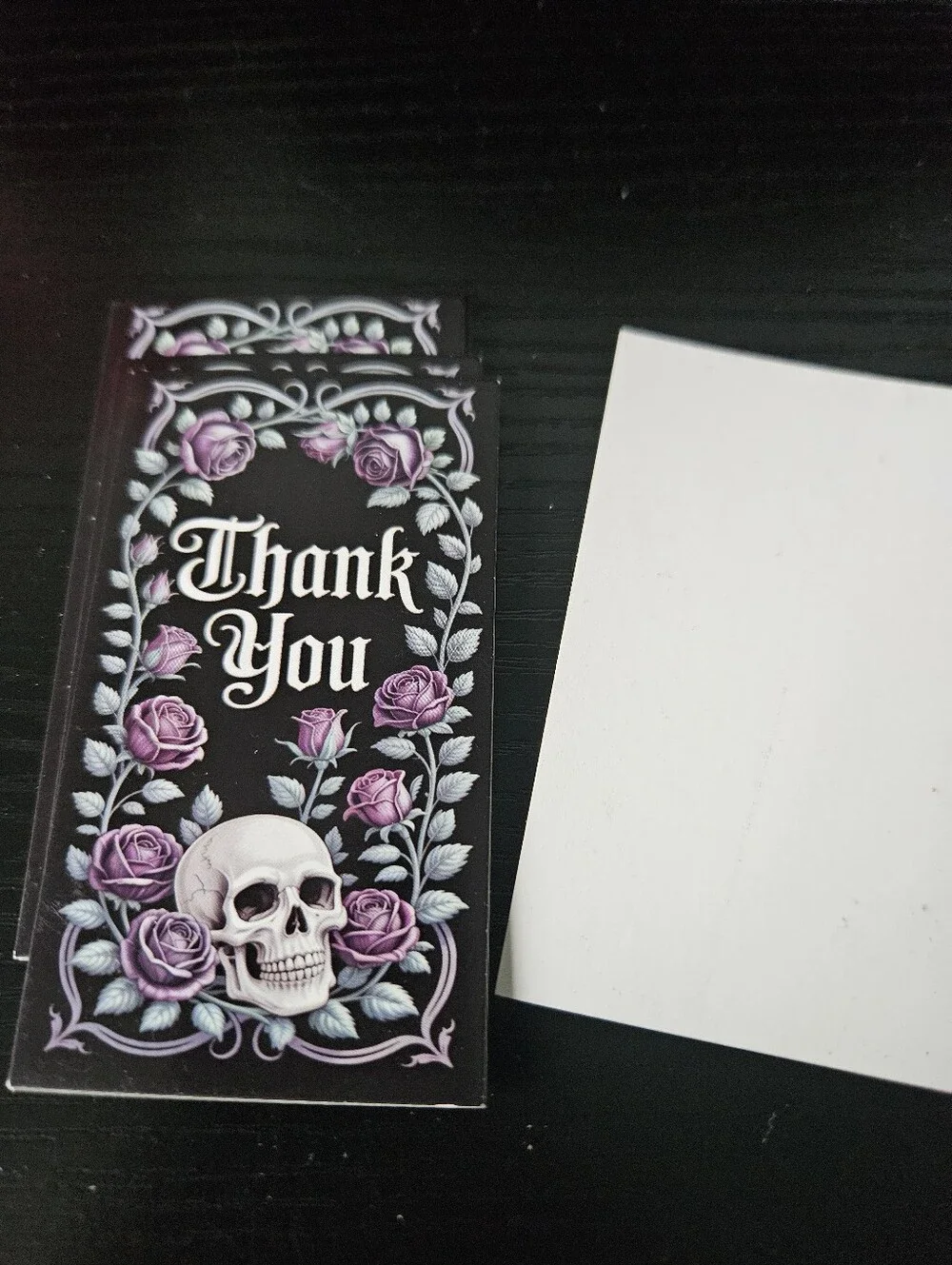 Skull And Purple Rose Thank You Cards